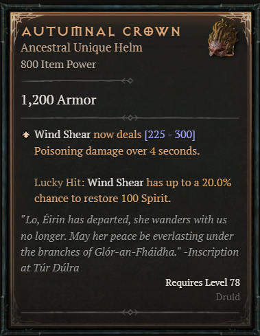 Diablo 4 Autumnal Crown: Unique Helm Stats, Effects and How to Get