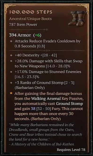 Diablo 4 100,000 Steps: Unique Boots card