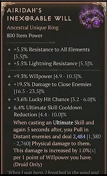 Diablo 4 Airidah's Inexorable Will card