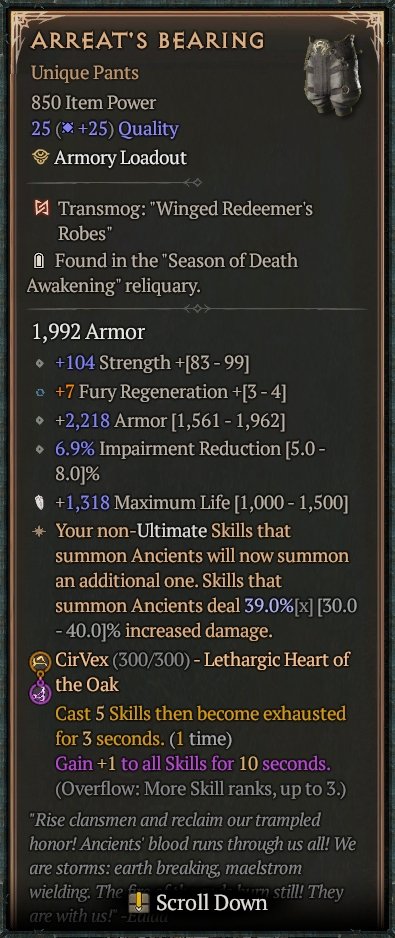 Diablo 4 Deathless Visage card