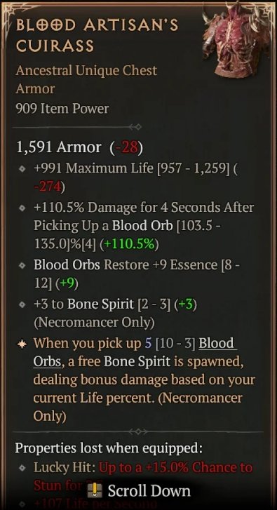 Diablo 4 Blood Artisan's Cuirass: Mythic Unique Chest card
