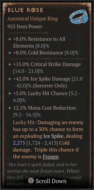 Diablo 4 Blue Rose card