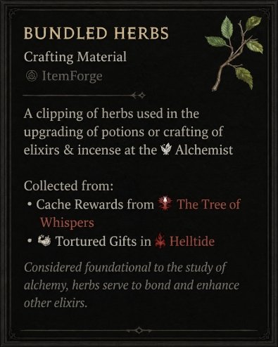Diablo 4 Bundled Herbs card