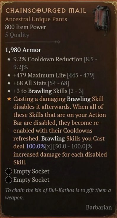 Diablo 4 Chainscourged Mail: Mythic Unique Pants card