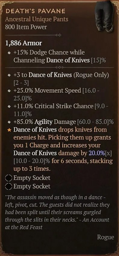 Diablo 4 Death's Pavane: Mythic Unique Pants card