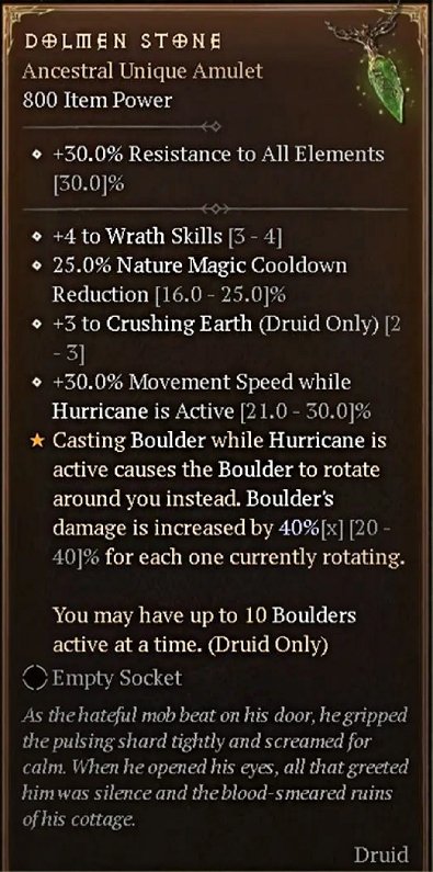 Diablo 4 Dolmen Stone card