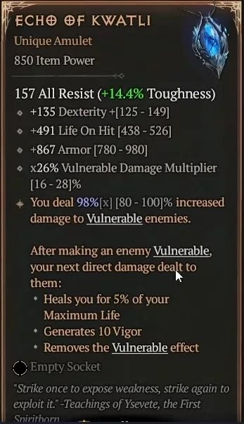 Diablo 4 Echo of Kwatli card