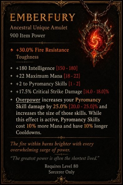 Diablo 4 Emberfury card