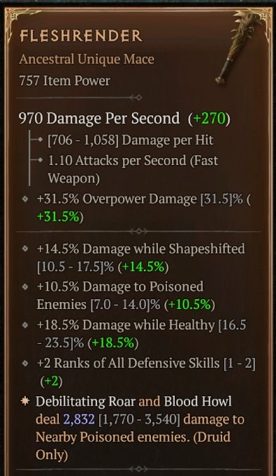 Diablo 4 Fleshrender - Unique Mace card
