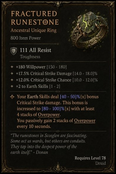 Diablo 4 Fractured Runestone card