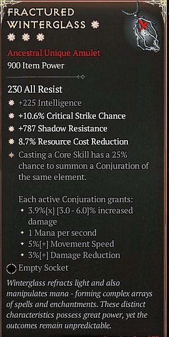 Diablo 4 Fractured Winterglass card