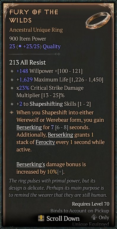 Diablo 4 Fury of the Wilds card