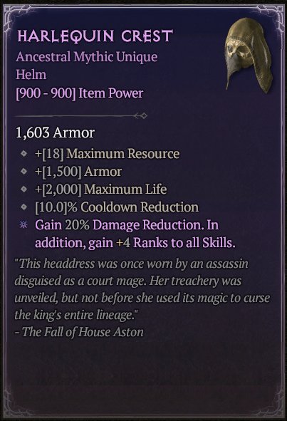 Diablo 4 Harlequin Crest Card