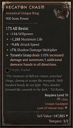 Diablo 4 Hecaton Chasm card