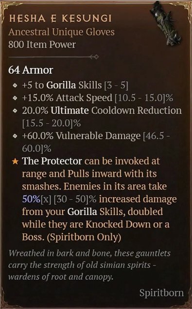 Diablo 4 Hesha E Kesungi: Unique Gloves card