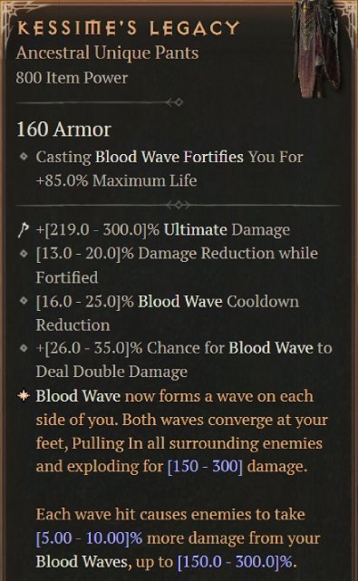 Diablo 4 Kessime's Legacy: Unique Pants card