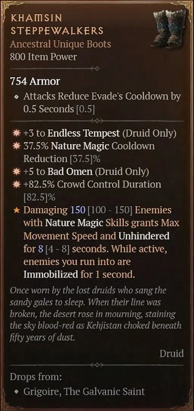 Diablo 4 Khamsin Steppewalkers: Unique Boots card
