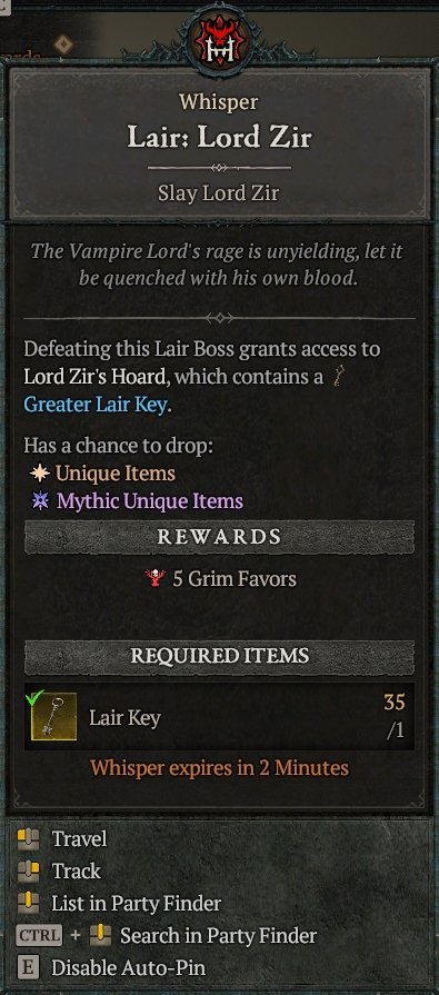 Diablo 4 Lord Zir boss card
