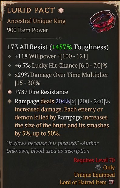 Diablo 4 Lurid Pact card