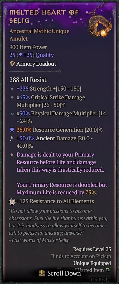 Diablo 4 Melted Heart of Selig card