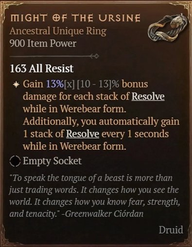 Diablo 4 Might of the Ursine card