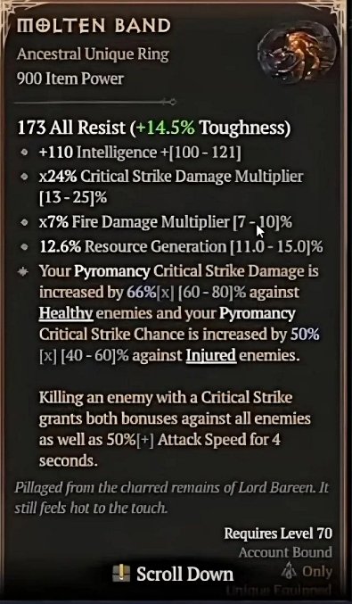 Diablo 4 Molten Band card