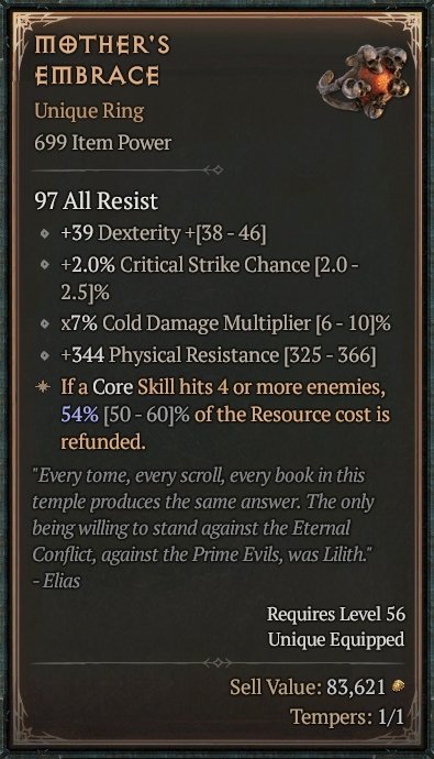 Diablo 4 Mother's Embrace card