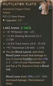 Diablo 4 Mutilator Plate: Unique Chest card