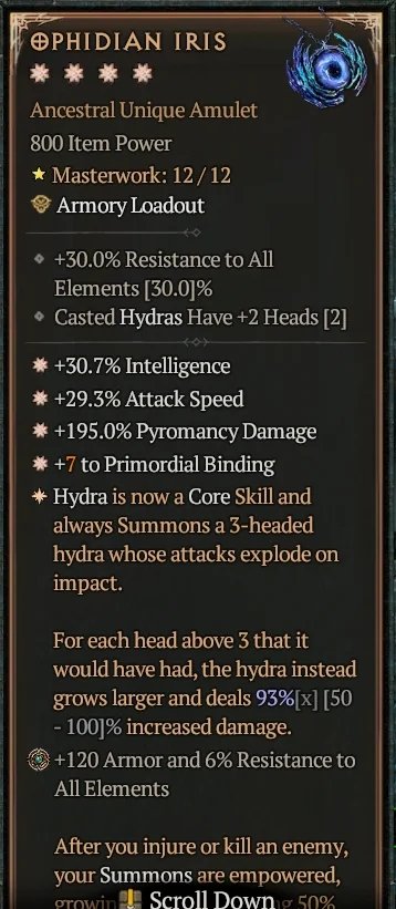 Diablo 4 Ophidian Iris card