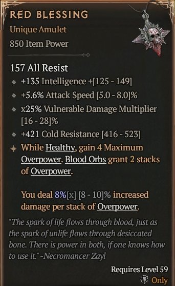 Diablo 4 Red Blessing card