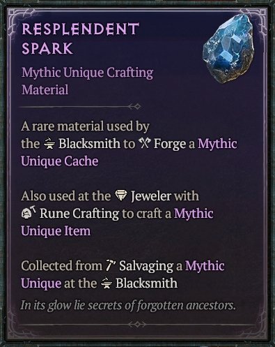 Diablo 4 Resplendent Spark Material card