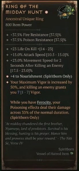 Diablo 4 Ring of the Midday card