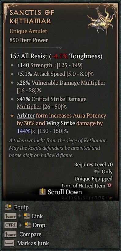 Diablo 4 Sanctis of Kethamar card