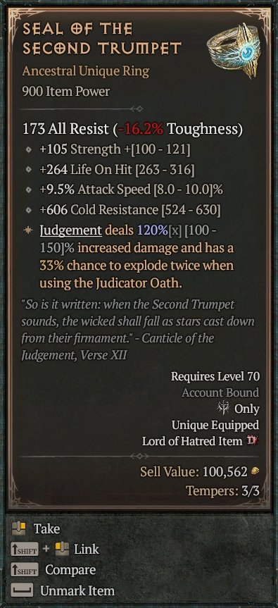 Diablo 4 Seal Of The Second Trumpet card