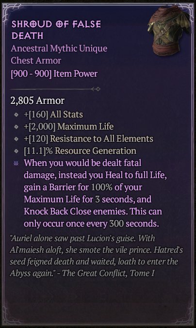Diablo 4 Shroud of False Death Card