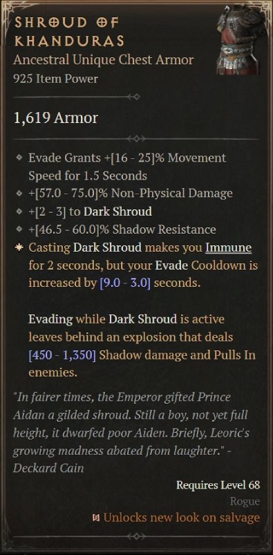Diablo 4 Shroud of Khanduras: Unique Chest card