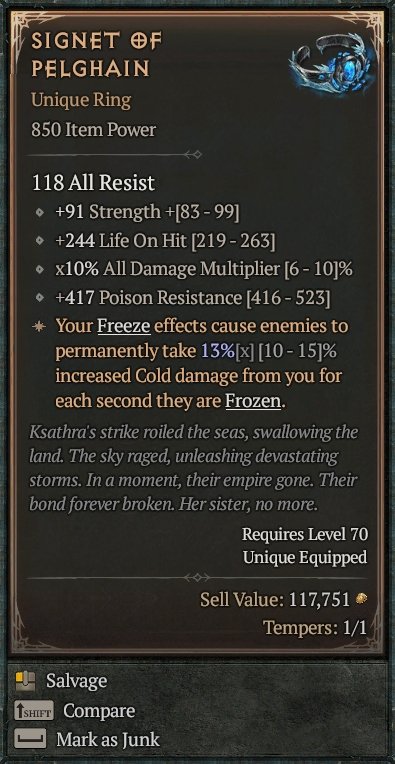 Diablo 4 Signet of Pelghain card