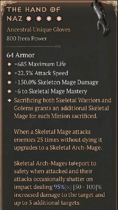 Diablo 4 The Hand of Naz: Unique Gloves card