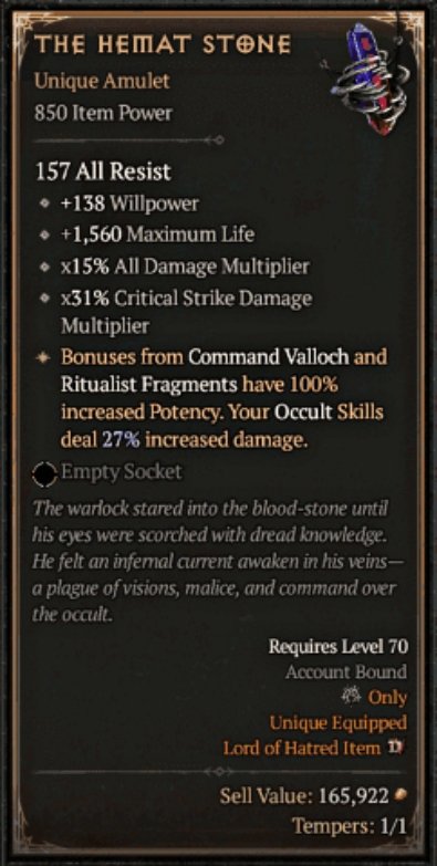 Diablo 4 The Hemat Stone card