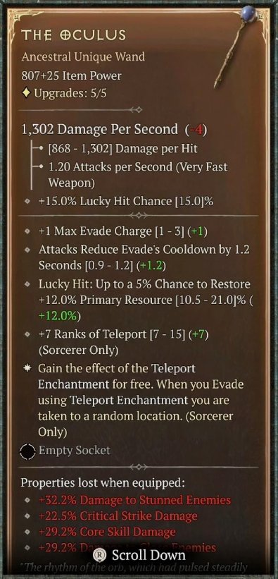 Diablo 4 The Oculus - Unique Wand card