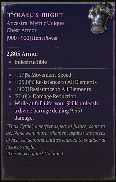 Diablo 4 Tyrael's Might Card