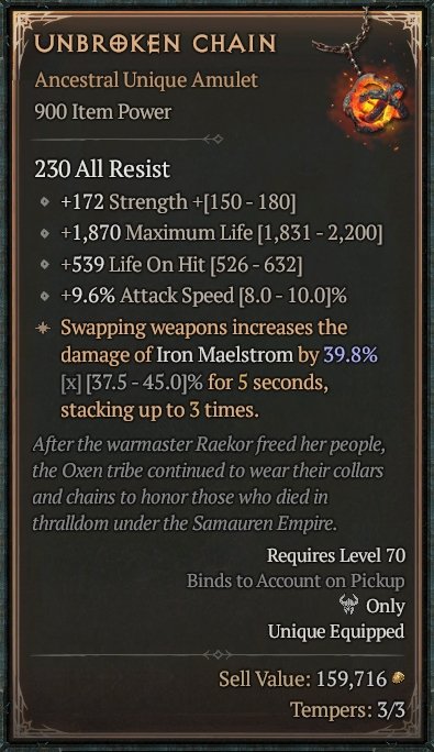 Diablo 4 Unbroken Chain card