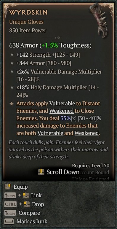 Diablo 4 Wyrdskin: Unique Gloves card