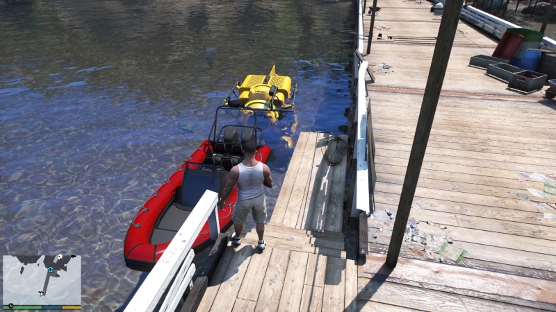 Gta 5 Submarine and dinghy boat at docks